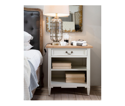 Block & Chisel weathered oak bedside table with antique white base