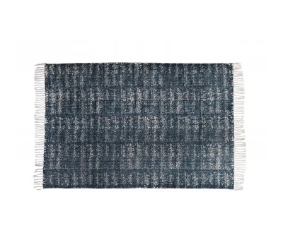 Charcoal dhurrie rug with fringe Naksha collection 