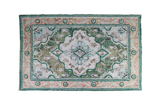 Green tufted dhurrie rug 