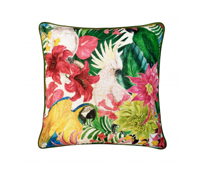 Block & Chisel Cushion parrot bird jungle green pink 
