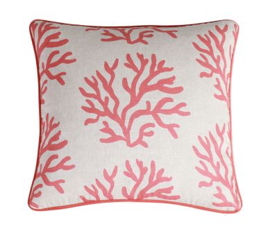 Orange coral cushion with orange velvet backing