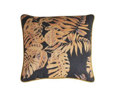 gold print cushion with velvet backing