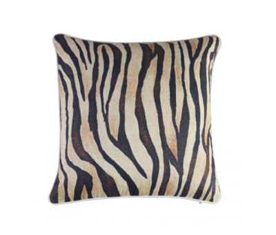 Zebra print scatter cushion with linen backing 