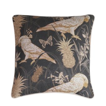 parrot cushion with cream velvet backing