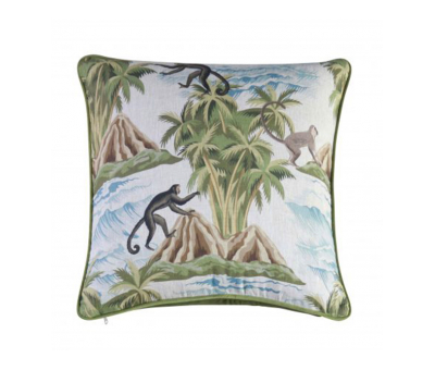 waterfall monkey green velvet cushion