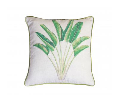 Fan leaf plant cushion with green velvet backing