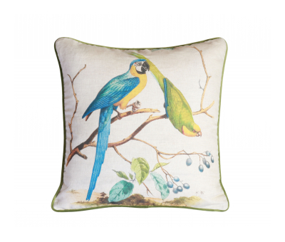 Macaw parrot cushion with piping 
