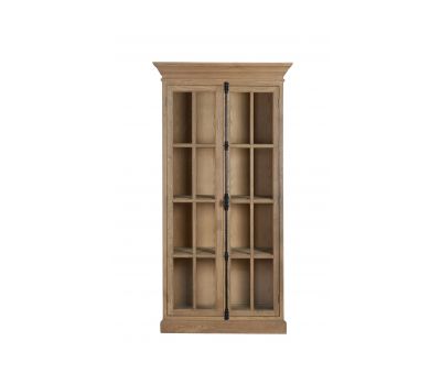 Oak display cabinet with glass doors