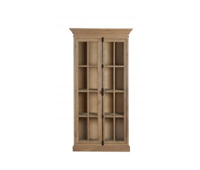 Oak display cabinet with glass doors