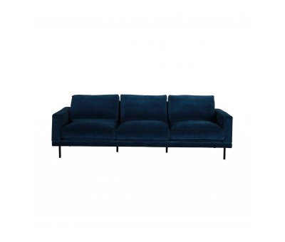 3-seater dark blue velvet modern sofa