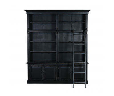 display bookcase with ladder in black