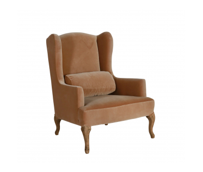 sand velvet wingback with oak legs Château collection