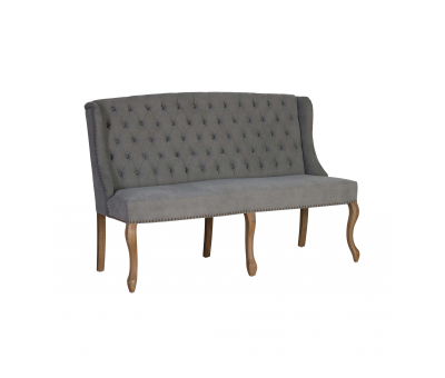 french buttoned back bench in grey
