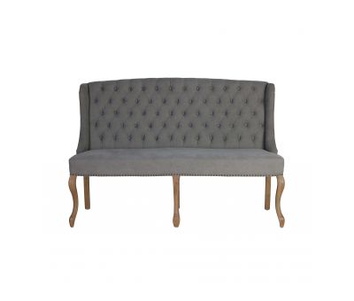 french buttoned back bench in grey