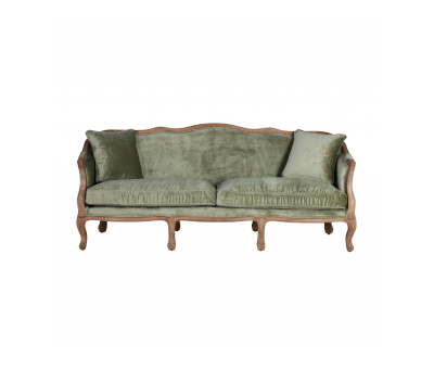 block and chisel french style sofa in green velvet