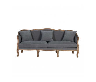 French style sofa in grey with oak frame
