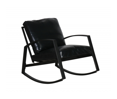 black pu rocking chair with metal frame 