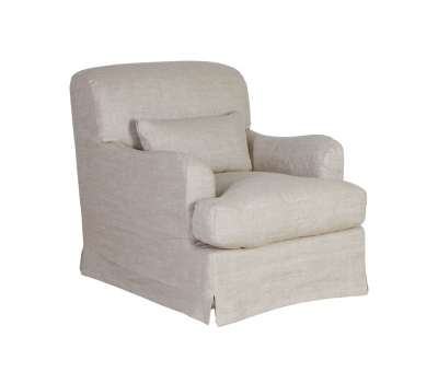 linen slipcover armchair with small back cushion 