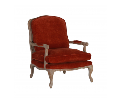 Rust velvet French Bodine armchair 