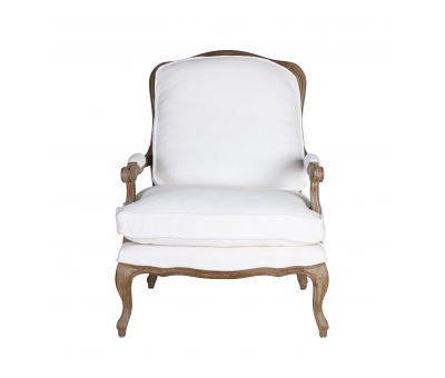 Classic white cushioned armchair with cabriole legs