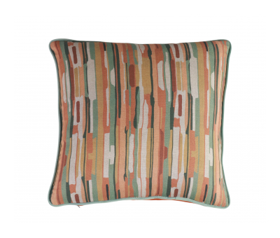 Block and chisel scatter cushion with velvet backing and piping