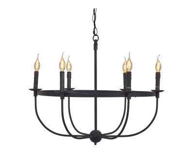 Wrought iron hanging chandelier 6 light Bramble Collection 