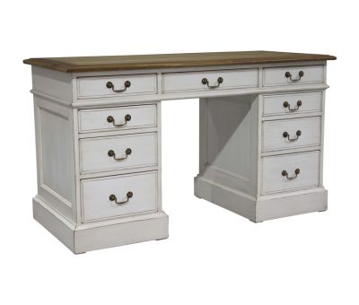 Block & Chisel weathered oak pedestal desk with antique white base