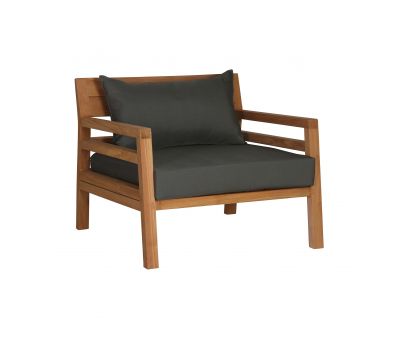 Block & Chisel outdoor teak armchair with grey cushions