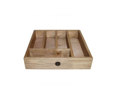 Block & Chisel solid weathered oak cutlery tray