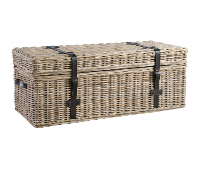 Block & Chisel kubu rattan basket with leather straps