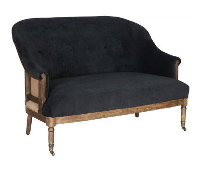 Block & Chisel charcoal velvet upholstered 2 seater sofa