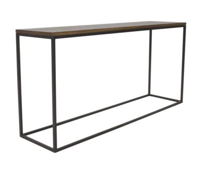 Block & Chisel Weathered Oak console table with matt black metal base