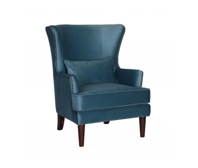blue velvet wingback chair