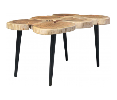Block & Chisel round acacia wood coffee table with matt black metal legs