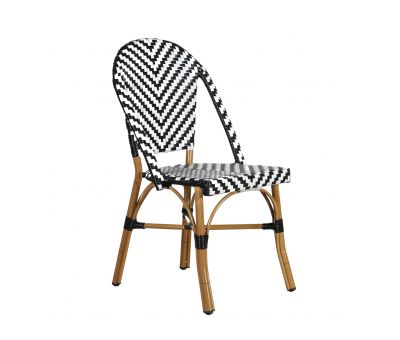 black and white stripe parisian french cafe dining chair