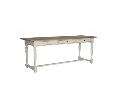 white long writing table or desk with 3 drawers and wooden top in english country style, made in south africa