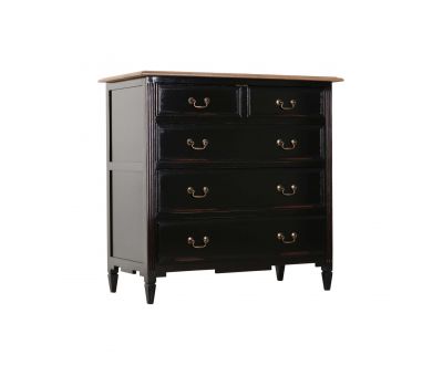 Block & Chisel weathered oak 5 drawer chest with black base
