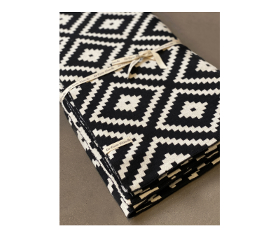 black and white geometric knitted throw