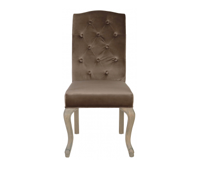 Block & Chisel brown velvet upholstered button tufted dining chair