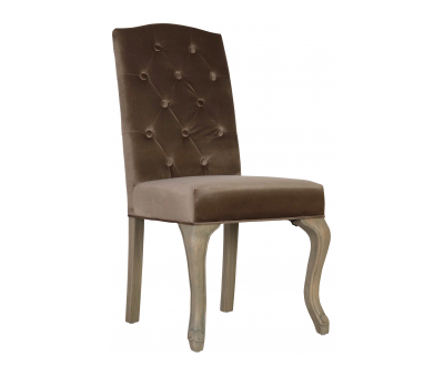 Block & Chisel brown velvet upholstered button tufted dining chair