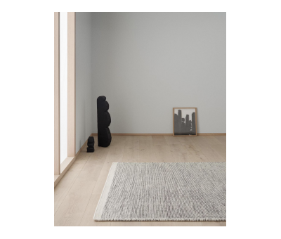 Block & Chisel white/black wool rug with white trim