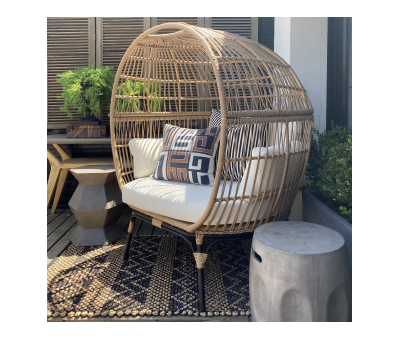 Block & Chisel round rattan nest chair with cushions
