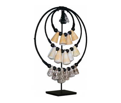 Block & Chisel circular shell ornament on metal stand