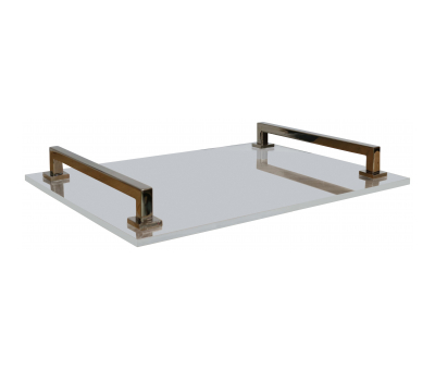 Block & Chisel rectangular acrylic tray with steel handles