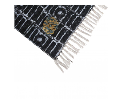 destinty rug in black eith mustard detail