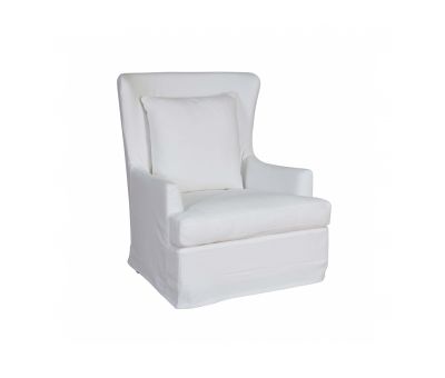 Slipcover wingback armchair in white linen Château collection