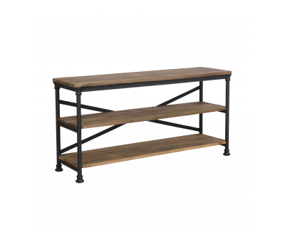 industrial 3 tier metal and wood console