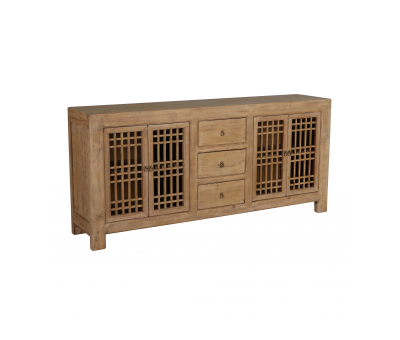 natural elm sideboard with 4 doors and 3 drawers