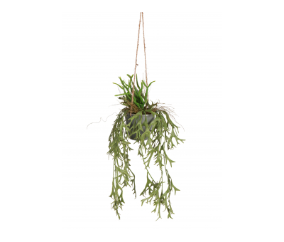 Hanging faux fern in pot
