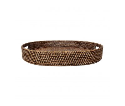 Natural oval rattan tray